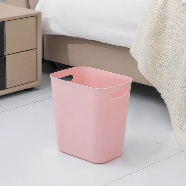 Alt view image 2 of 2 - UUJOLY Plastic Small Trash Can Wastebasket, Garbage Container Basket for Bathrooms, Laundry Room, Kitchens, Offices, Kids Rooms, Dorms, 3.5 Gallon, Pink