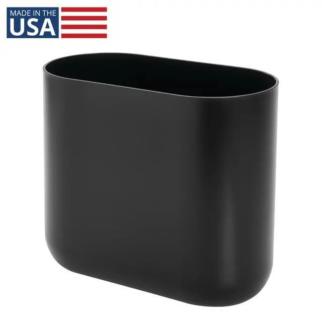 Alt view image 2 of 7 - iDesign Small Slim Plastic Bathroom Trash Can, Black
