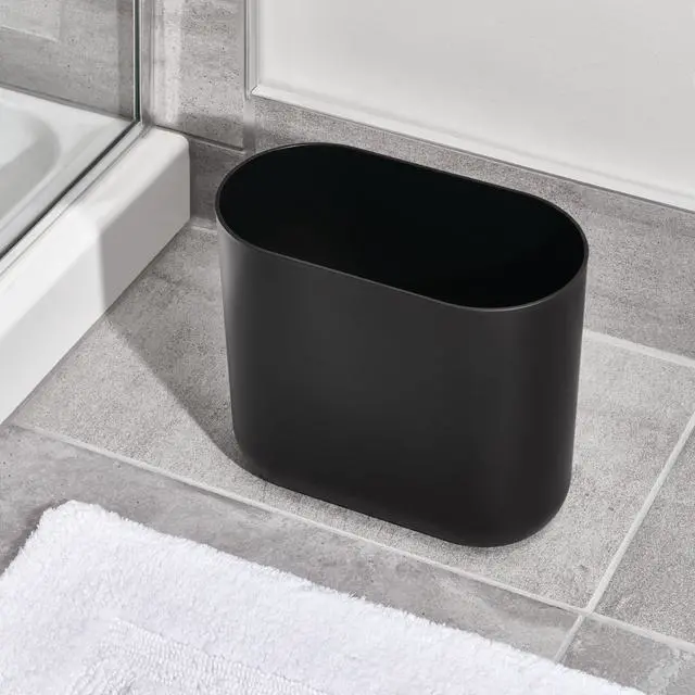 Alt view image 7 of 7 - iDesign Small Slim Plastic Bathroom Trash Can, Black