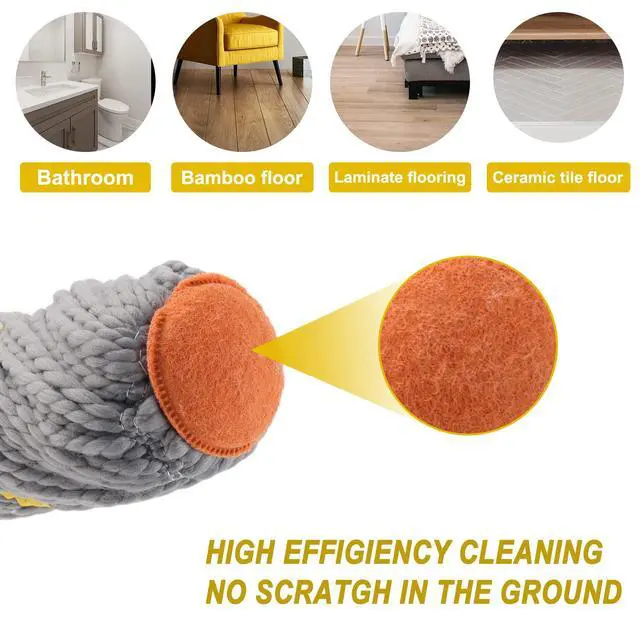 Alt view image 3 of 7 - Self-Wringing Twist Mops for Floor Cleaning, Microfiber Floor mop with 57 " Long Handle, Easy Wringing Mop for Hardwood Commercial Household Clean (Gray Twist Mop)