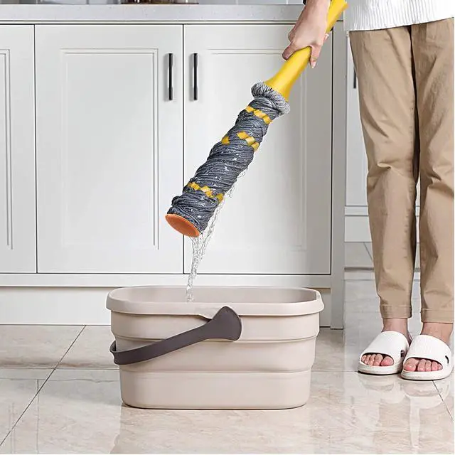 Alt view image 4 of 7 - Self-Wringing Twist Mops for Floor Cleaning, Microfiber Floor mop with 57 " Long Handle, Easy Wringing Mop for Hardwood Commercial Household Clean (Gray Twist Mop)