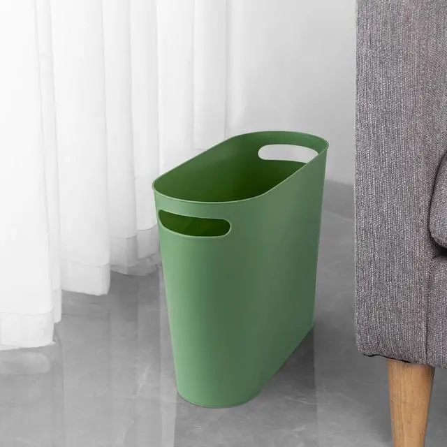 Alt view image 3 of 6 - rejomiik Small Trash Can, 3.5 Gallon Slim Garbage Can Plastic Waste Basket with Handles Container Bin for Narrow Spaces Bathroom, Bedroom, Kitchen, Office at Home, Green