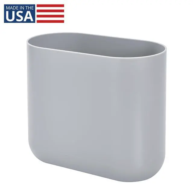 Alt view image 2 of 7 - iDesign Small Slim Plastic Bathroom Trash Can, Gray