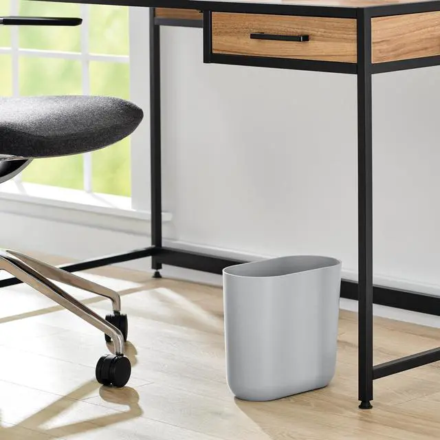 Alt view image 5 of 7 - iDesign Small Slim Plastic Bathroom Trash Can, Gray