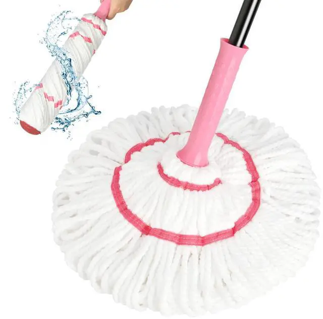 Main image of XXFLOWER Self-Wringing Twist Mop for Floor Cleaning, 57 Long Handle Heavy Duty Microfiber Mop for Wet Mopping on Tile, Hardwood, Kitchen, Bathroom, Patio, Garage, Commercial Household Clean (Pink)