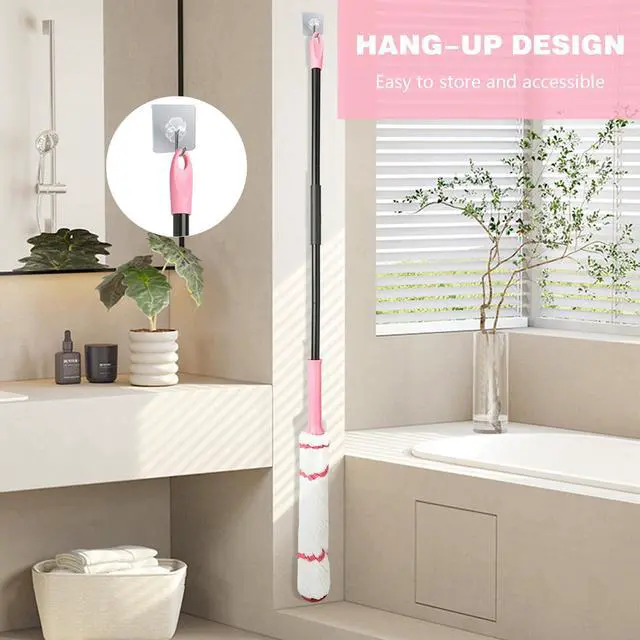Alt view image 5 of 6 - XXFLOWER Self-Wringing Twist Mop for Floor Cleaning, 57 Long Handle Heavy Duty Microfiber Mop for Wet Mopping on Tile, Hardwood, Kitchen, Bathroom, Patio, Garage, Commercial Household Clean (Pink)