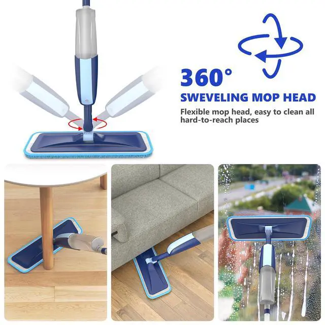 Alt view image 3 of 6 - Microfiber Wet Spray Mops for Hardwood Floor Cleaning, Dry Wet Dust Wood Floor Mop with 4 Reusable Washable Mop Pads Refills Fit for Swiffer Power Mop, Flat Floor Mop for Laminate Ceramic Vinyl Tile