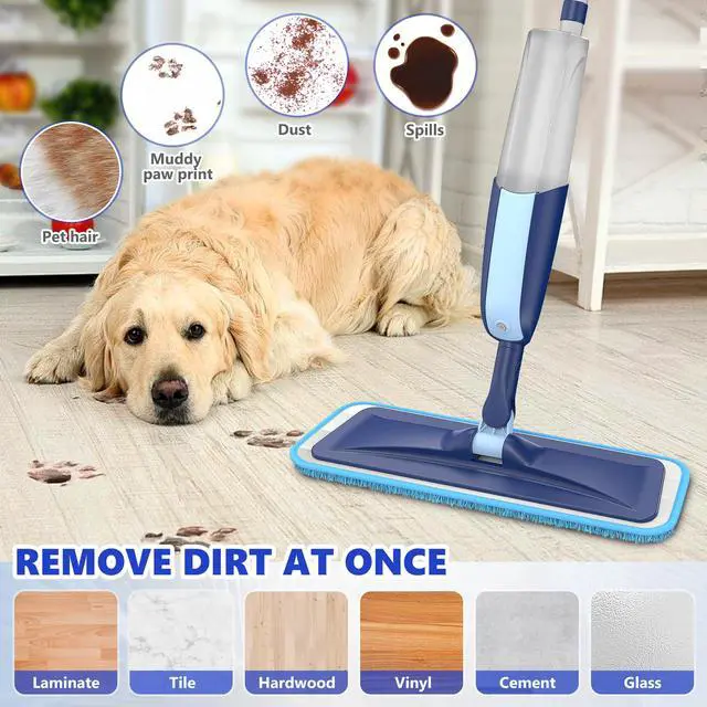 Alt view image 6 of 6 - Microfiber Wet Spray Mops for Hardwood Floor Cleaning, Dry Wet Dust Wood Floor Mop with 4 Reusable Washable Mop Pads Refills Fit for Swiffer Power Mop, Flat Floor Mop for Laminate Ceramic Vinyl Tile