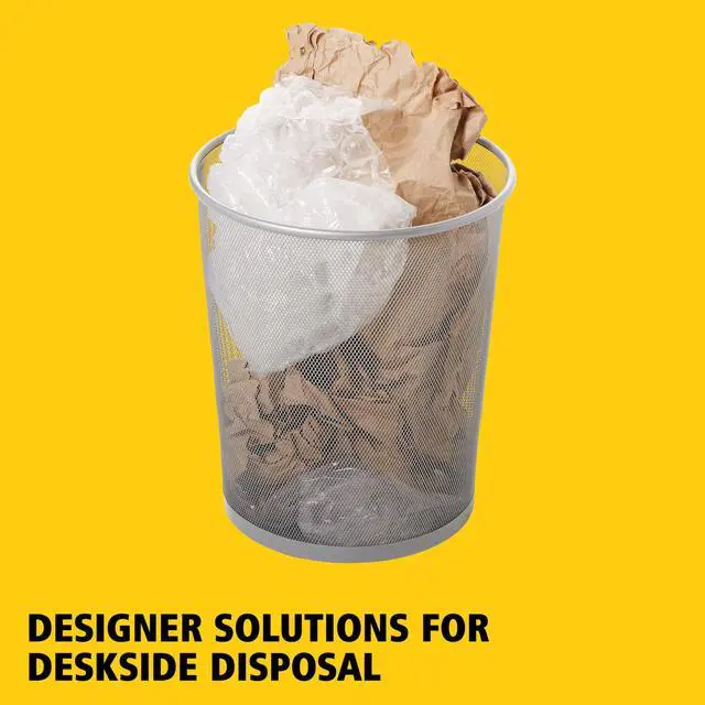 Alt view image 3 of 5 - Rubbermaid Commercial Products Concept Collection Mesh Metal Trash Can 5-Gallon Fits Under Desk Silver Wastebasket for School/Office/Home/Bathroom