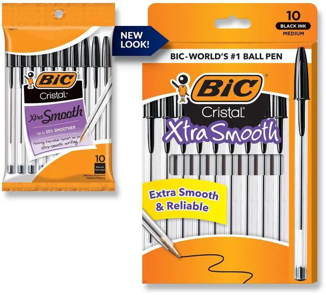Main image of Cristal Xtra Smooth Ballpoint Pen, Medium Point (1.0mm), Black, For Everyday Writing Activities, 10-Count