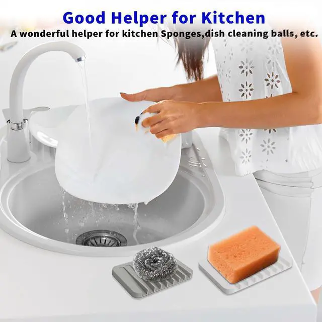 Alt view image 5 of 7 - Eduftis 2Pcs Self Draining Soap Dishes, Soap Dish for Bathroom Sink, Premium Silicone Soap Holder, Bathroom, Kitchen, Sponges, Keep Soaps Bars Dry Clean, Extend Life Easy Clean Non - Slip Design