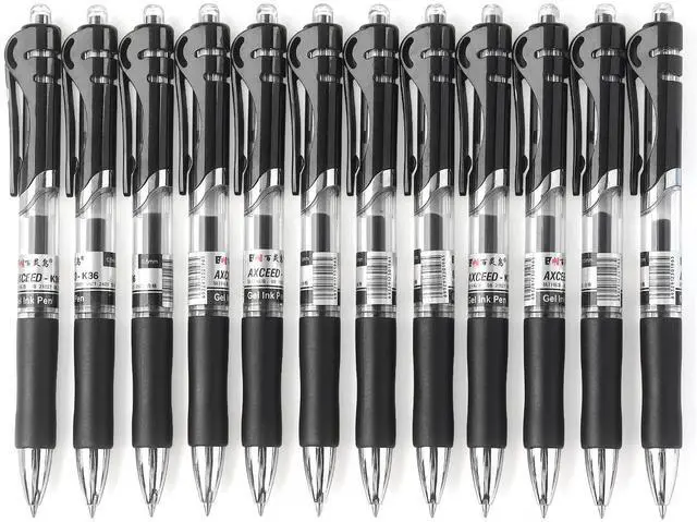 Main image of Bribobo Gel Pens Fine Point Smooth Writing Pens, Retractable Black Ink Pens for School Office Supplie, 0.5mm, 12 Pack