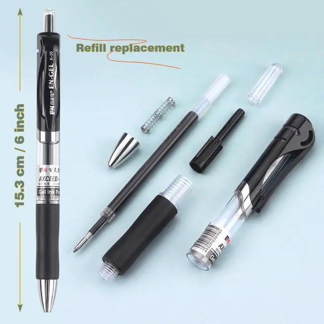 Alt view image 2 of 7 - Bribobo Gel Pens Fine Point Smooth Writing Pens, Retractable Black Ink Pens for School Office Supplie, 0.5mm, 12 Pack