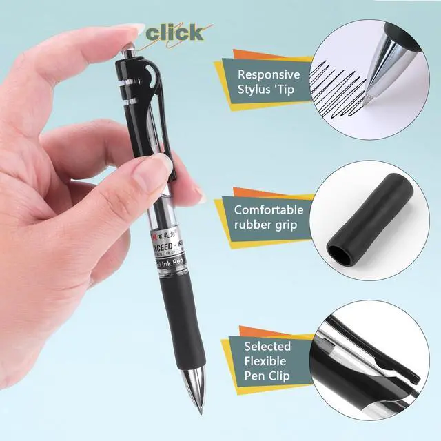 Alt view image 3 of 7 - Bribobo Gel Pens Fine Point Smooth Writing Pens, Retractable Black Ink Pens for School Office Supplie, 0.5mm, 12 Pack