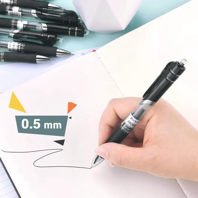 Alt view image 5 of 7 - Bribobo Gel Pens Fine Point Smooth Writing Pens, Retractable Black Ink Pens for School Office Supplie, 0.5mm, 12 Pack