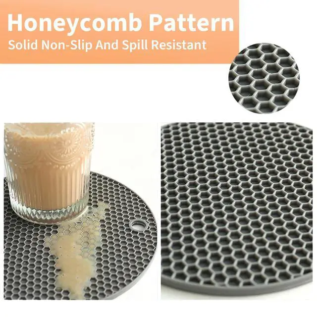 Alt view image 3 of 7 - WYCWYQDR Silicone Trivet Mats, 4 Pack Trivets for Hot Dishes and Pans, Heat Resistant Non-Slip Trivet for Kitchen Countertop, Easy to Clean(Gray)