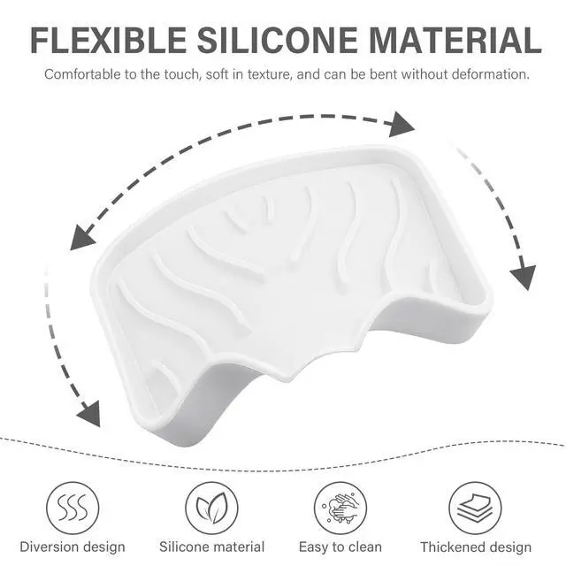 Alt view image 5 of 7 - Silicone Soap Dish with Drain, SAISN Kitchen Soap Tray for Shower 2 Pack Self Draining Soap Dish Soft Bathroom Soap Holder for Kitchen Sink Flexible Portable Soap Saver, White