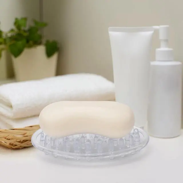 Alt view image 5 of 7 - 2 Pieces Plastic Soap Dish Clear Bar Holder Tray Self Draining Soap Saver with Holes Soap Container for Bathroom Counter, Kitchen