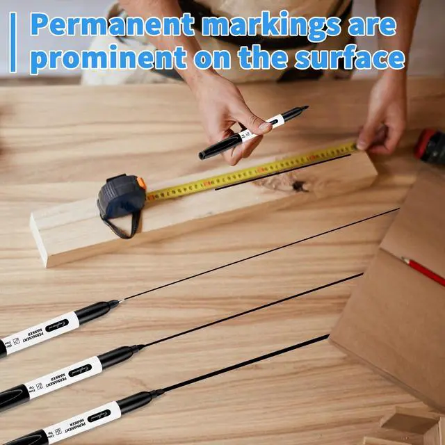 Alt view image 2 of 7 - craftinova Permanent Markers 18 Set, 6 Fine Tip, 6 Ultra Fine, 6 Chisel Tip Black Markers Work on Metal Wood Glass, Waterproof, Quick Drying, Fade Resistant, Perfect for School Office
