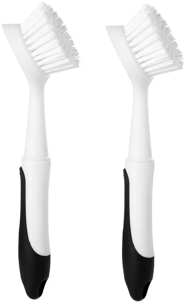 Main image of Dish Brush with Handle, Dish Scrub Brush with Built-in Scraper, Nylon Dish Scrubber, Kitchen Brushes for Dishes,Pots, Pans and Sinks 2 Pack