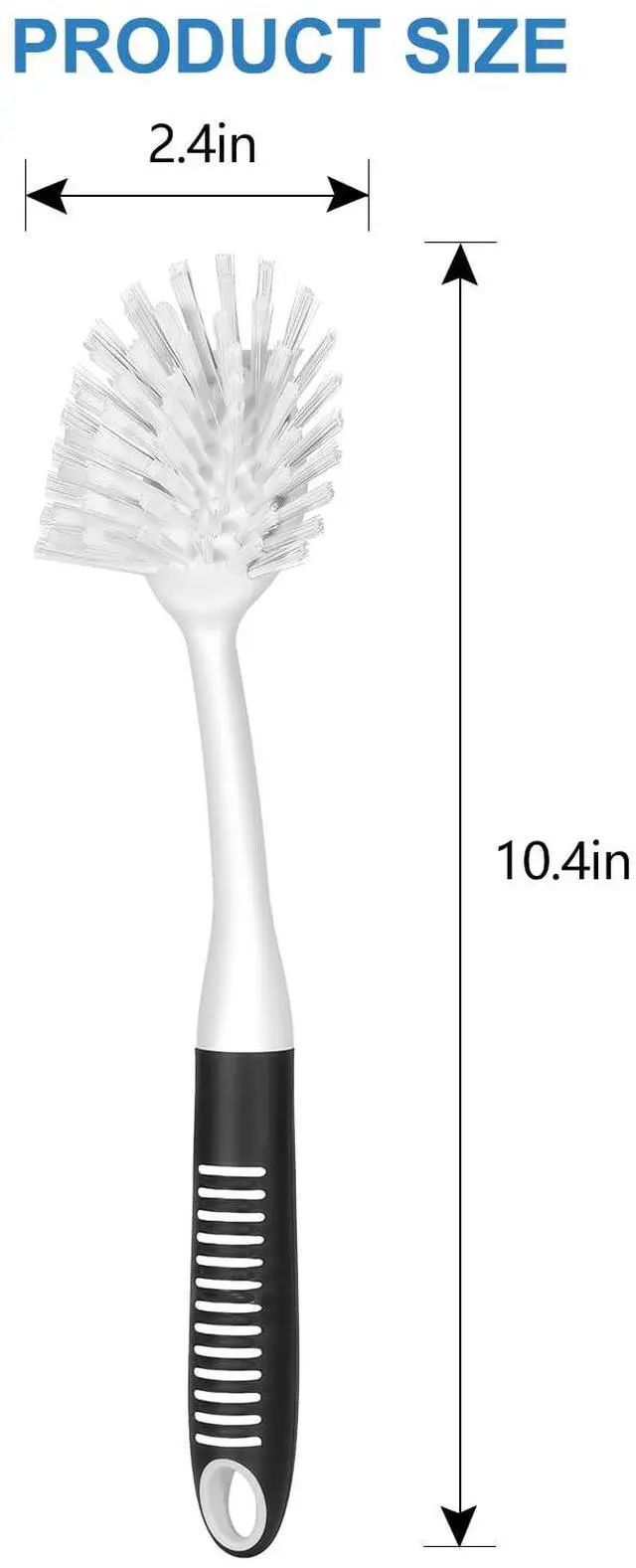 Alt view image 2 of 7 - SetSail Dish Brush with Handle, 2 Pack Stiff Bristles Dish Scrubber with Built-in Scraper Dish Scrub Brushes for Cleaning Dishes, Pots and Pans, Kitchen Sink, White