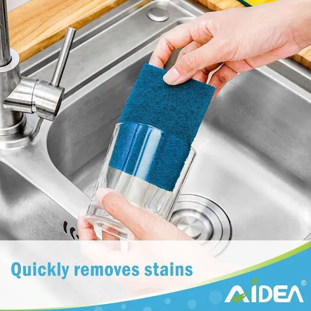 Alt view image 4 of 6 - AIDEA Non-Scratch Scouring Pads, Dish Scrubber Pads for Household and Kitchen, Multipurpose Scour Pads for Cleaning, 24 Pack, 5.5in*3.5in