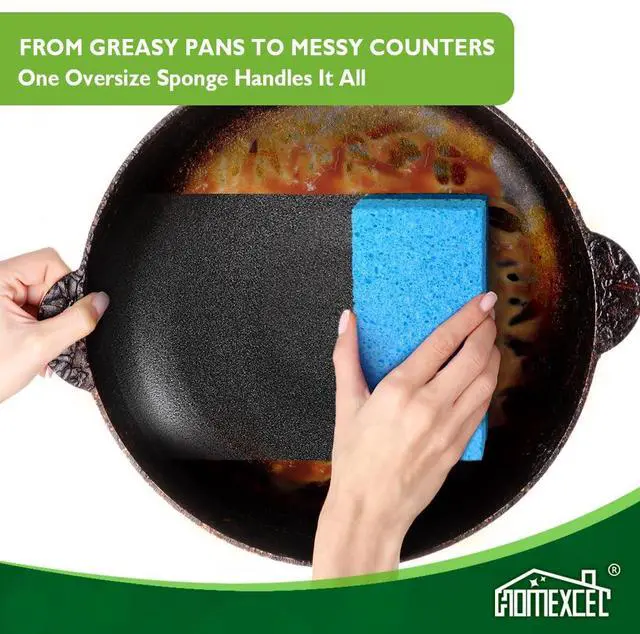 Alt view image 6 of 7 - HOMEXCEL Extra Large Dish Sponge for Cleaning, Safe on Non-Stick Cookware, XL Non-Scratch Sponges Kitchen 6 Count, Dual Sided Scrub Sponges for Kitchen, Household, Bathroom and More