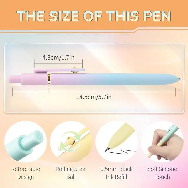 Alt view image 2 of 7 - UIXJODO 6 Pcs Gel Pens 0.5mm Quick Dry Black Ink Pens Fine Point Smooth Writing Pens, Cute Office and School Supplies Gifts for Women Teacher Students (6 Pcs Ombre Gold)