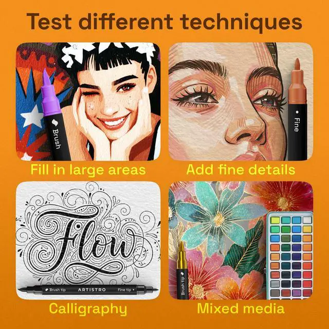 Alt view image 5 of 7 - ARTISTRO 24 Acrylic Paint Markers - Paint Pens for Drawing - For Fabric, Rock, Glass, Wood, Molds - Arts & Crafts Gift for Adults, Teens, Kids, Classroom Must Haves & School Supplies