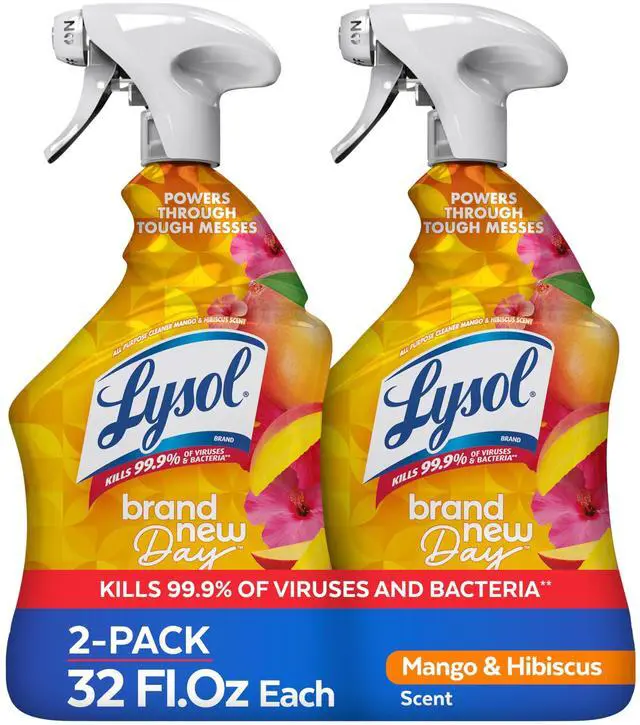 Main image of Lysol All Purpose Cleaner Spray, Multi-Purpose Disinfecting Spray, Kitchen & Bathroom Cleaner, Mango & Hibiscus Scent, 32 Fl Oz (Pack of 2)