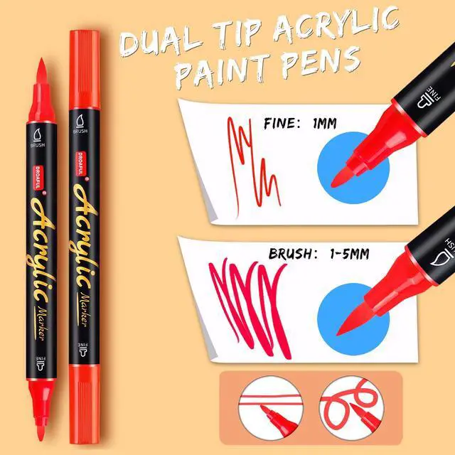 Alt view image 2 of 7 - Acrylic Paint Pens Markers, 20 Colors Dual Tips Waterproof Paint Markers For Rock Painting, Fabric, Metal, Glass, Wood, Canvas, Ceramic, Plastic, Non-Toxic & Odor, Premium Art And DIY Craft Supplies