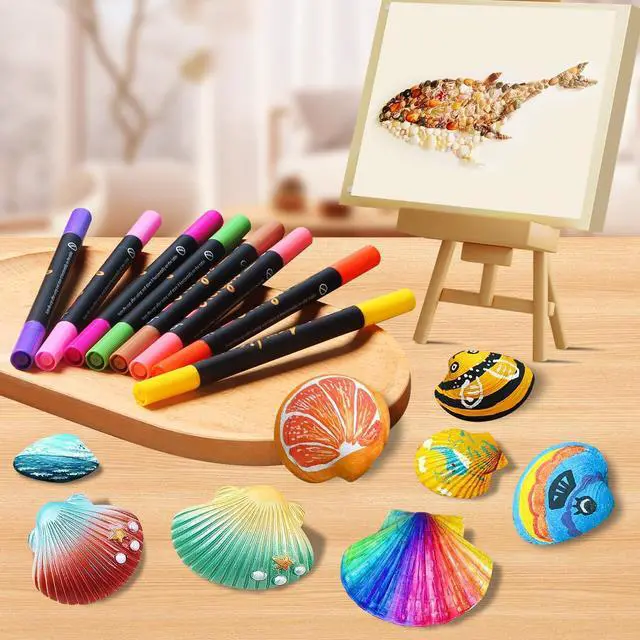 Alt view image 7 of 7 - Acrylic Paint Pens Markers, 20 Colors Dual Tips Waterproof Paint Markers For Rock Painting, Fabric, Metal, Glass, Wood, Canvas, Ceramic, Plastic, Non-Toxic & Odor, Premium Art And DIY Craft Supplies