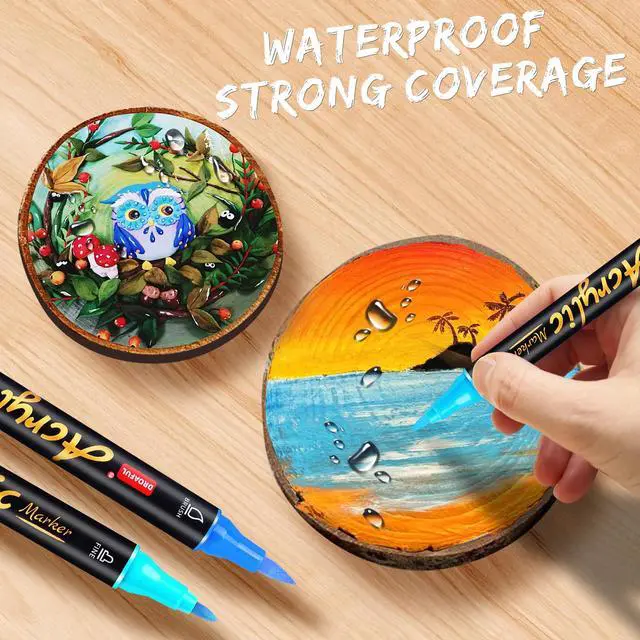 Alt view image 6 of 7 - Acrylic Paint Pens Markers, 20 Colors Dual Tips Waterproof Paint Markers For Rock Painting, Fabric, Metal, Glass, Wood, Canvas, Ceramic, Plastic, Non-Toxic & Odor, Premium Art And DIY Craft Supplies