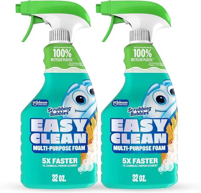 Main image of Scrubbing Bubbles Easy Clean Foaming Bleach-Free Bathroom All Purpose Cleaner, Fast-Acting Foam Cleans Limescale, Dirt and Grime on Showers, Sinks, Toilets, Tiles, Counters, 32oz Spray (Pack of 2)