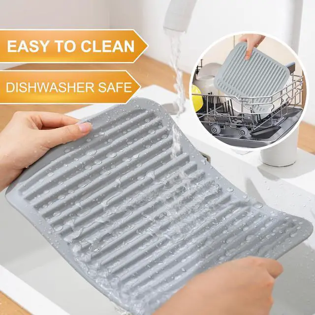 Alt view image 6 of 7 - Yunlihua 9"x12" Large Heat Resistant Silicone Trivets for Hot Pots and Pans, Hot Dishes, 2 PCS Multipurpose Non Slip Pot Holders Hot Pads for Kitchen Countertop Table, Food Grade & BPA Free, Grey