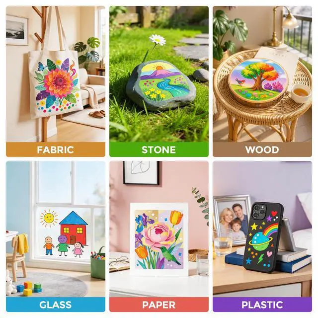 Alt view image 5 of 7 - Betem 24 Colors Dual Tip Acrylic Paint Markers, Fabric Decorating Kits Premium Water-Based Acrylic Paint Pens Art Supplies for Fabric, Rock, Wood, Glass, Canvas, Ceramic, Teacher Appreciation Gift