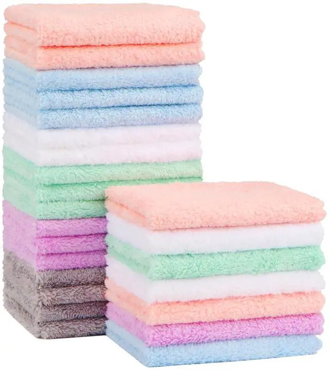 Main image of Orighty Baby Washcloths 24-Pack(7''x9''), Microfiber Coral Fleece Baby Towels, Super Soft and Absorbent Wash Cloths for Newborns, Infants and Toddlers, Gentle on Delicate Skin for Face Hands and Body