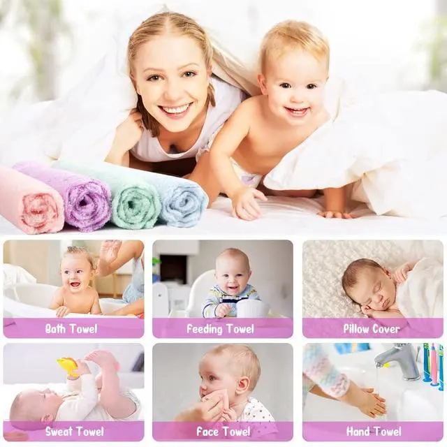 Alt view image 3 of 6 - Orighty Baby Washcloths 24-Pack(7''x9''), Microfiber Coral Fleece Baby Towels, Super Soft and Absorbent Wash Cloths for Newborns, Infants and Toddlers, Gentle on Delicate Skin for Face Hands and Body