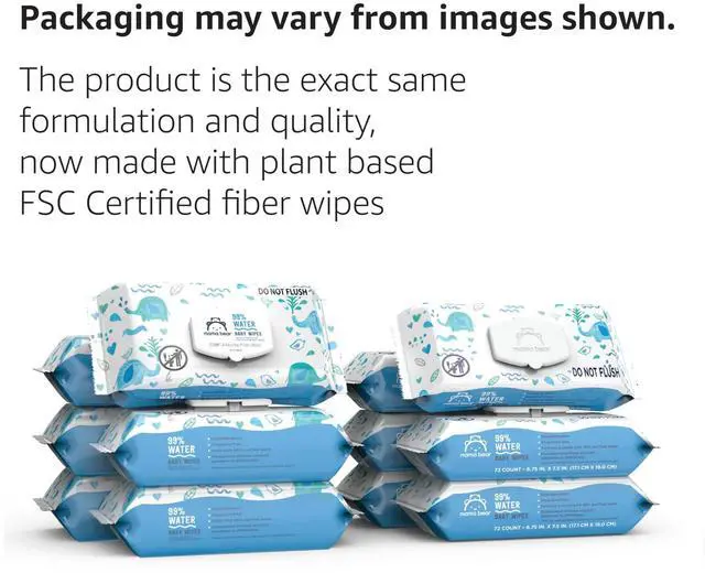Alt view image 2 of 7 - Amazon Brand - Mama Bear 99% Water Baby Wipes, Hypoallergenic,formulated without Fragrance, 72 Count