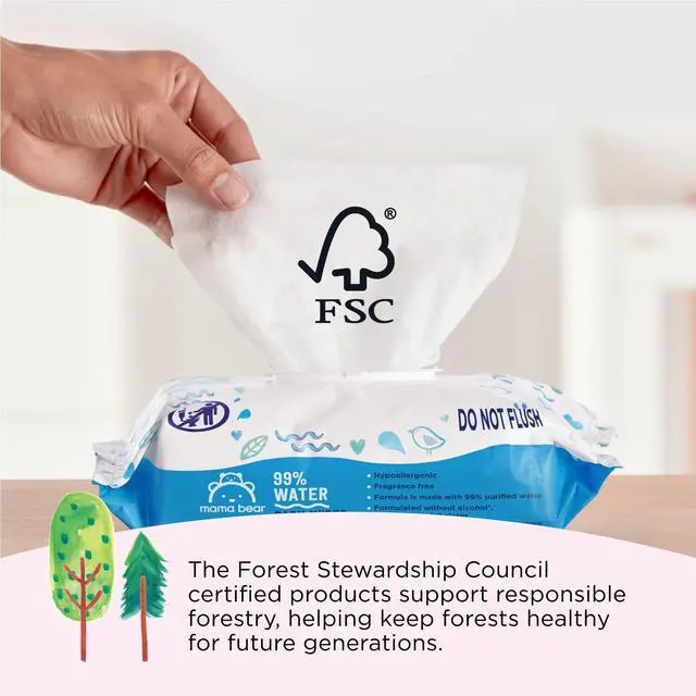 Alt view image 5 of 7 - Amazon Brand - Mama Bear 99% Water Baby Wipes, Hypoallergenic,formulated without Fragrance, 72 Count