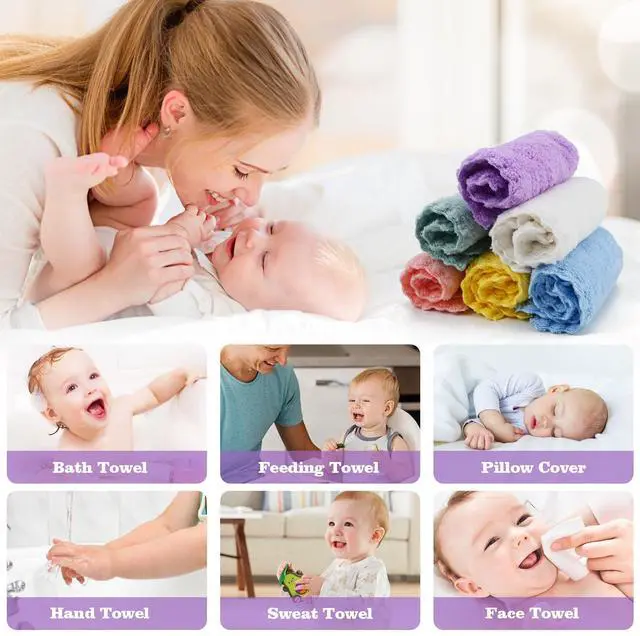 Alt view image 3 of 7 - Puomue 24 Pack Baby Washcloths, Multicolor Microfiber Coral Fleece, 7" X 9", Ultra Soft and Absorbent Baby Washcloths for Newborns and Toddlers, Gentle for Sensitive Skin