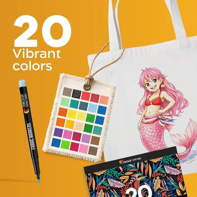 Alt view image 3 of 7 - Zenacolor 20 Fabric Markers Pens Set - Indelible and Permanent Fabric Paint Fine Point Textile Marker Pen