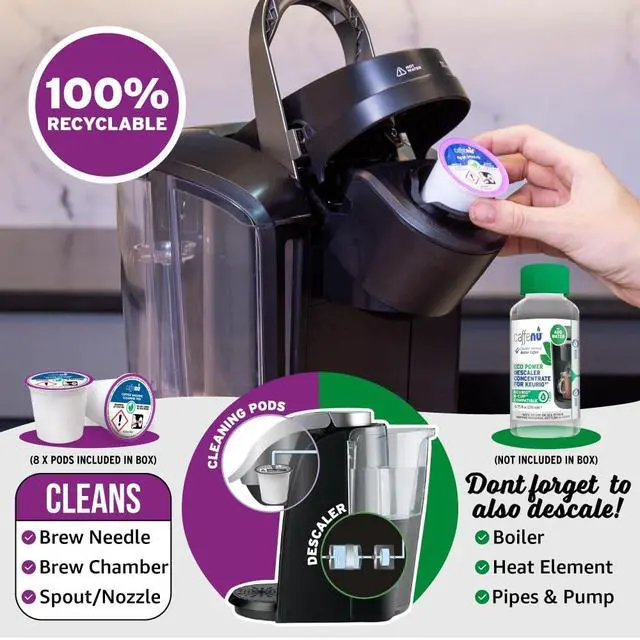 Alt view image 6 of 7 - Caffenu Keurig Compatible Cleaning Rinse Pods, 8-Pod Cleaner Kit, 1.0 & 2.0