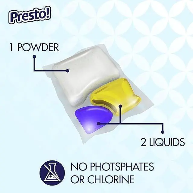 Alt view image 2 of 7 - Amazon Brand - Presto! Triple Action Dishwasher Pacs, Lemon Scent, 90 Count