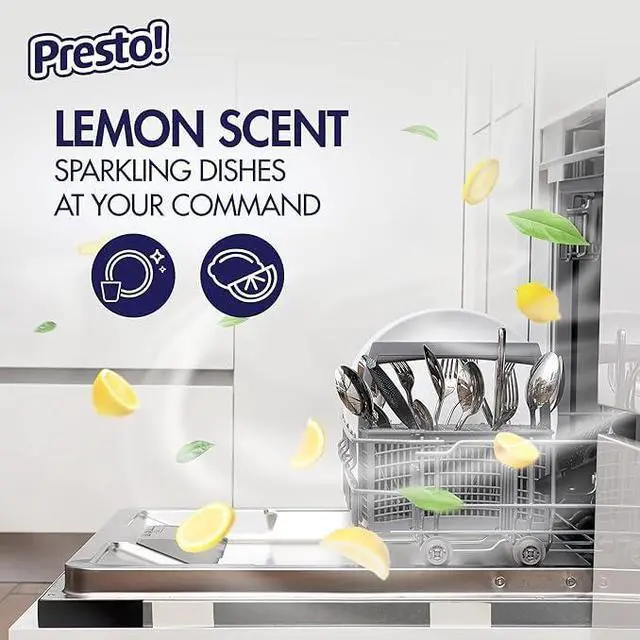 Alt view image 5 of 7 - Amazon Brand - Presto! Triple Action Dishwasher Pacs, Lemon Scent, 90 Count