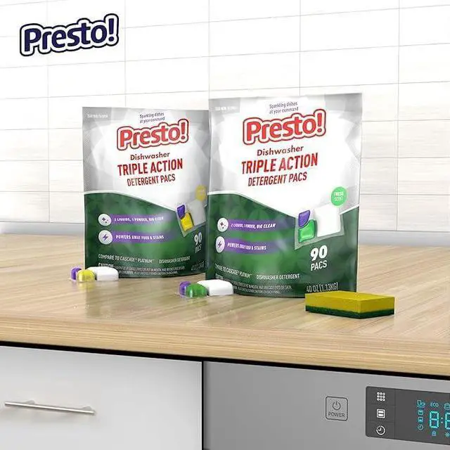 Alt view image 7 of 7 - Amazon Brand - Presto! Triple Action Dishwasher Pacs, Lemon Scent, 90 Count