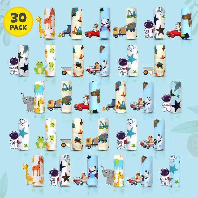 Alt view image 2 of 5 - Omilion Baby Washcloth 30 Pack of Flannel Newborn Washcloths 100% Cotton - Fun, Colorful Designs Reusable Washable 7x10 Inch Infant Washcloth Set
