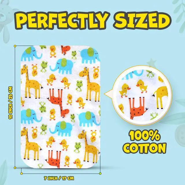 Alt view image 3 of 5 - Omilion Baby Washcloth 30 Pack of Flannel Newborn Washcloths 100% Cotton - Fun, Colorful Designs Reusable Washable 7x10 Inch Infant Washcloth Set