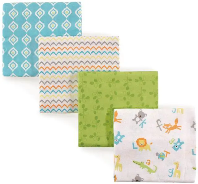 Main image of Luvable Friends Unisex Baby Cotton Flannel Receiving Blankets, Abc 4-Pack, One Size
