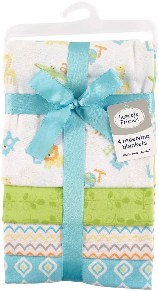 Alt view image 2 of 2 - Luvable Friends Unisex Baby Cotton Flannel Receiving Blankets, Abc 4-Pack, One Size